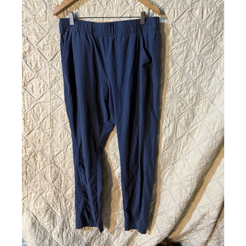 Eddie Bauer Women's Blue Solid Pull-On Elastic Waist Pants Logo Accent Size L